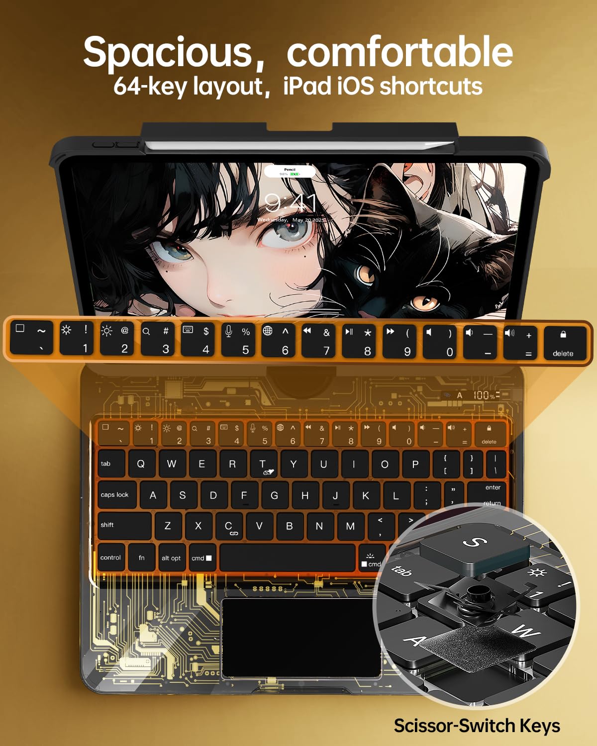 Dstou 2025 New iPad Magic Keyboard Applicable to Apple Tablets